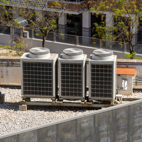 row of commercial rooftop units